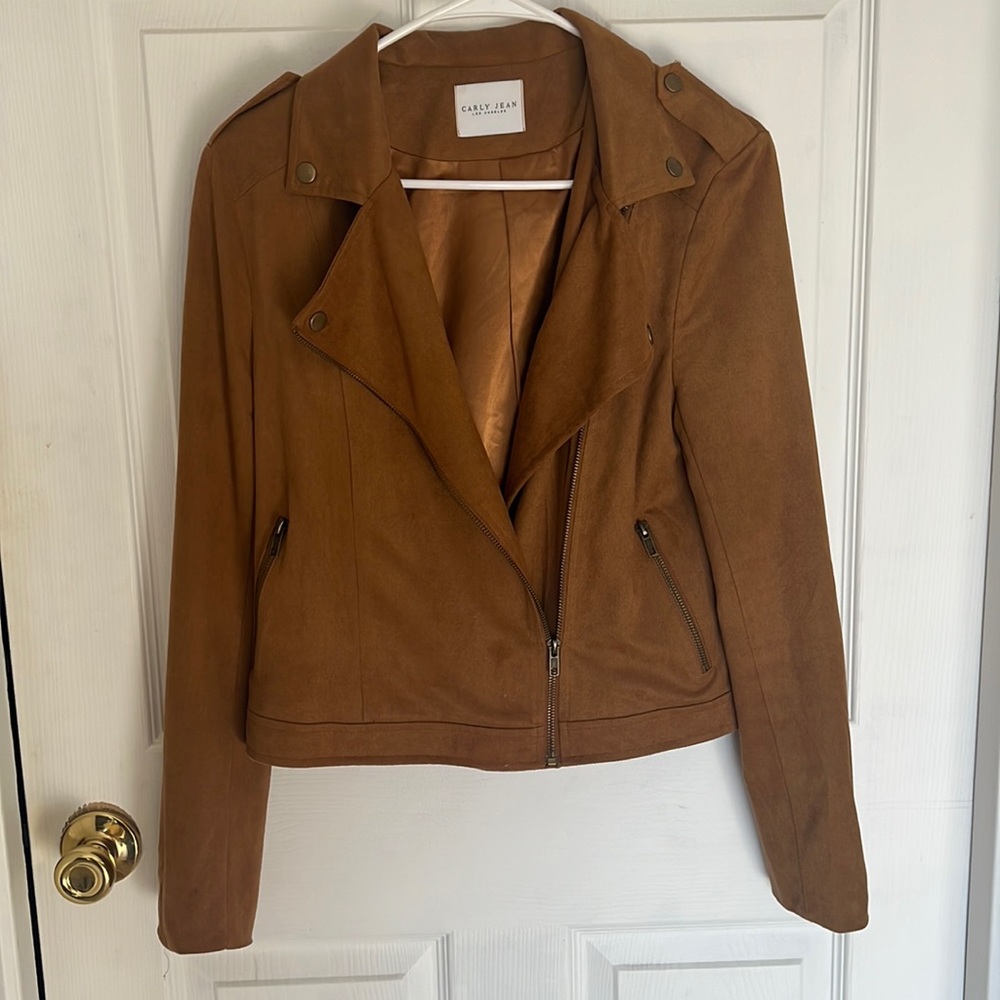 Carly Jean Suede Moto Jacket